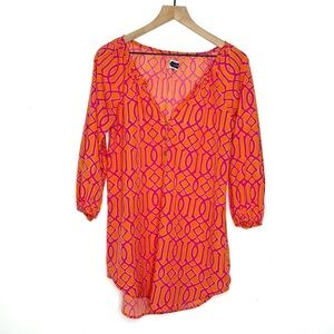Mud Pie Vibrant Orange and Pink Blouse